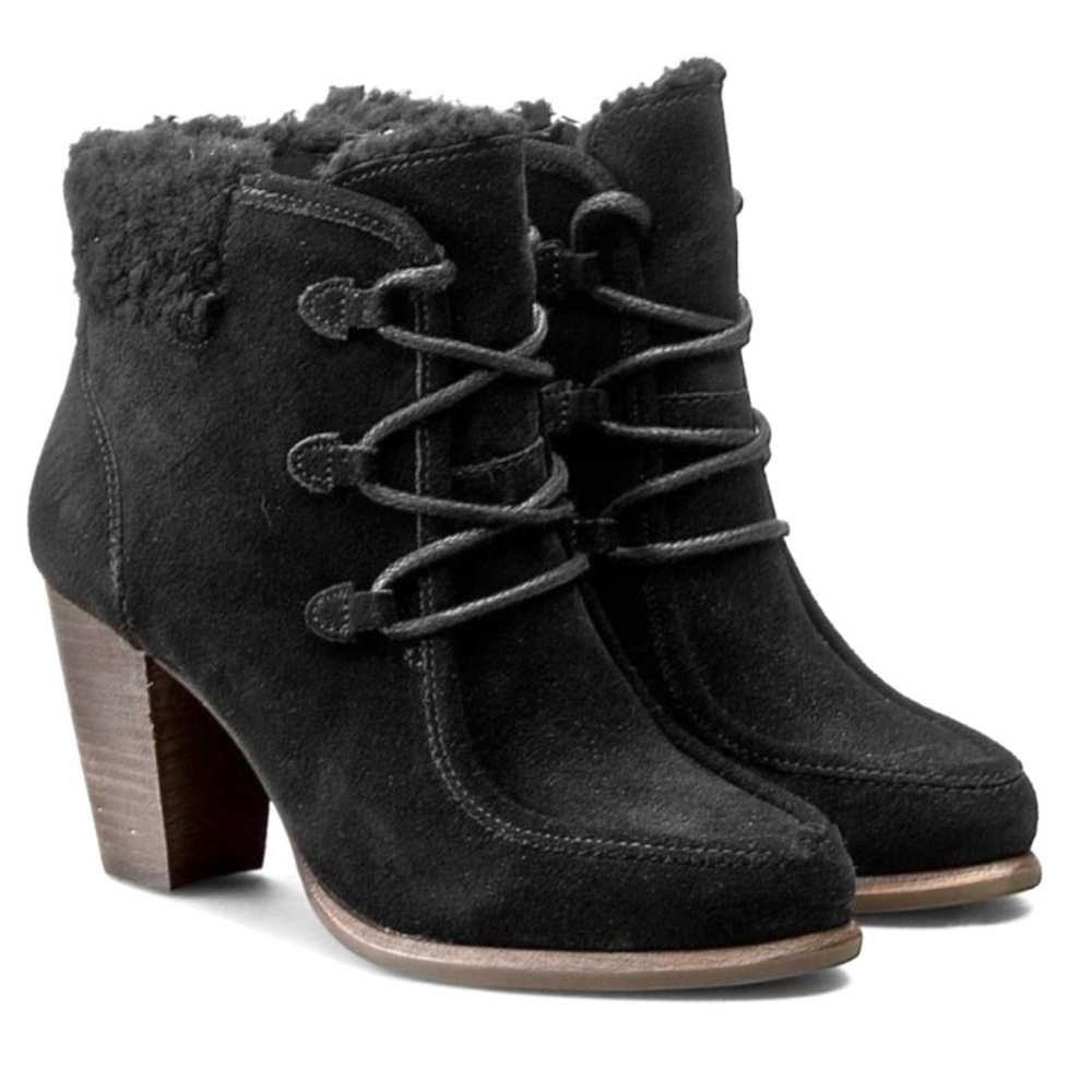 UGG New Analise Sherpa Lace Up Heel Hiking Boots